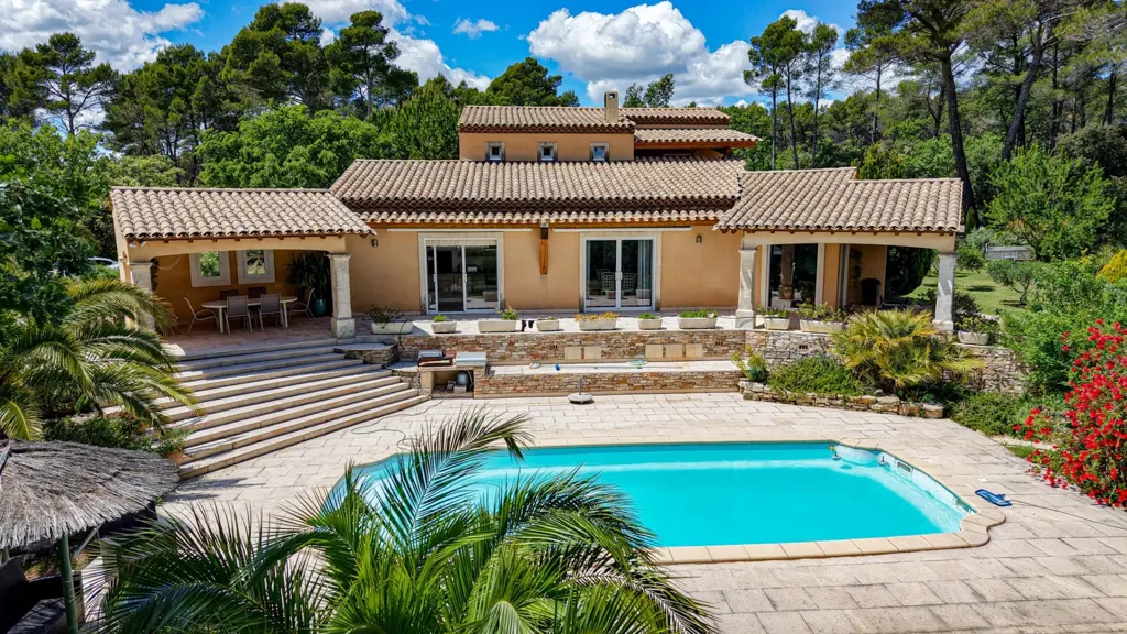 Vue aérienne - Propriété avec Piscine et Jardin Paysager à Flayosc