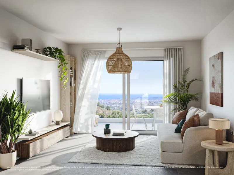 Living Room - Seaview Apartments with Infinity Pool in Mijas