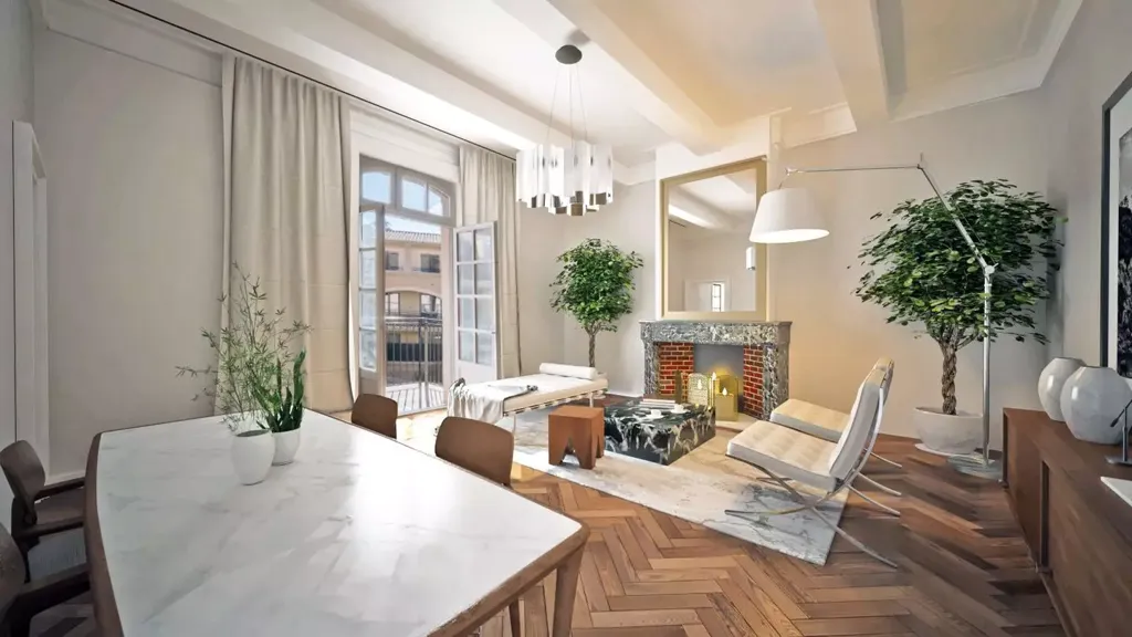 Living Room - 2-Bedroom Apartment with Balcony in Uzès