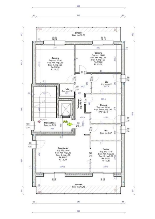 Floor Plan - Luxury Apartment with Balcony in Modena