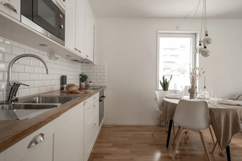 Kitchen - Modern Apartment with Terrace in Kvarnbyn