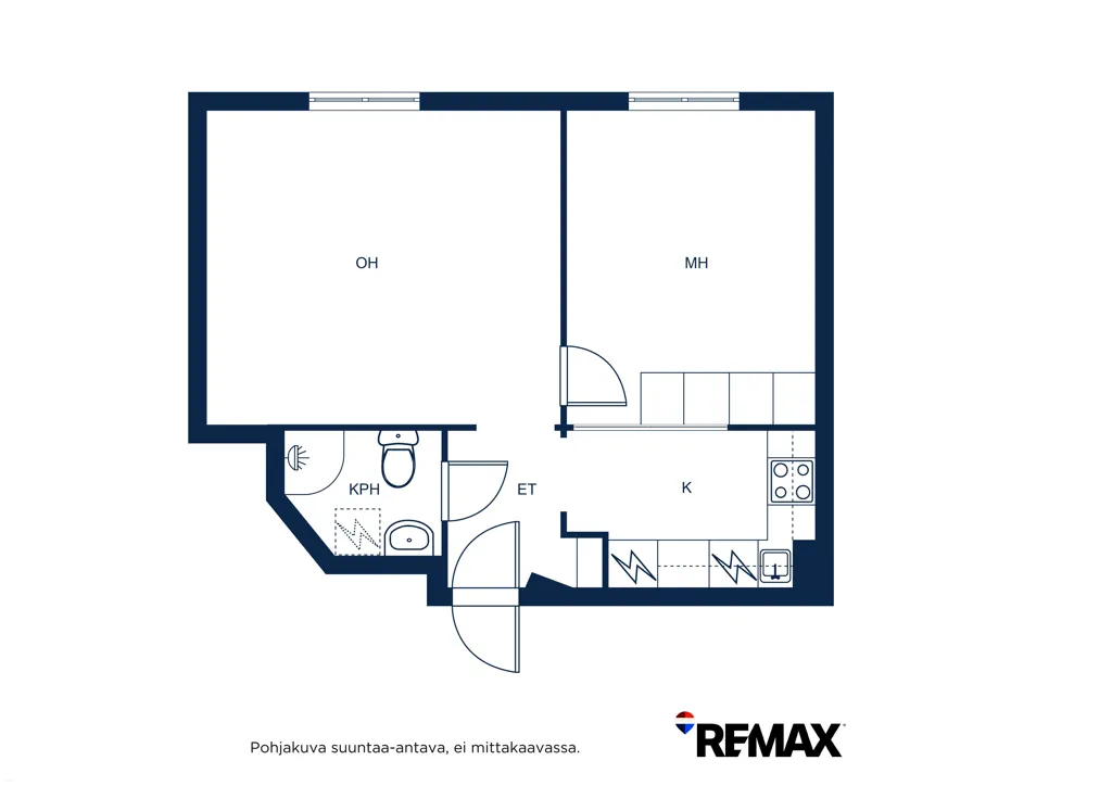 Plan - Bright Two-Bedroom Apartment with Sea View in Ullanlinna