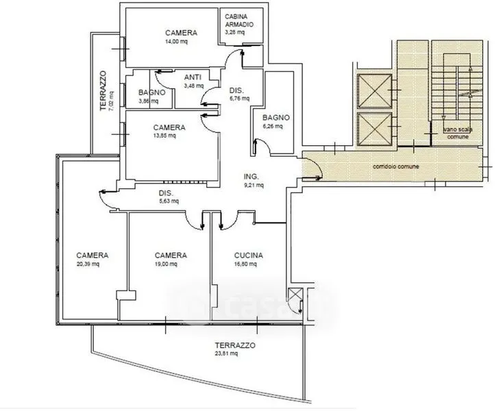 Plaan - Apartment with Panoramic Terrace in Modena