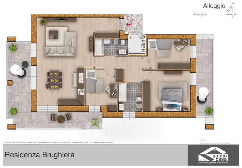 Plan - Quadrilocale with Terraces in Almè