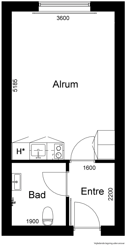 Plan - 1-Bedroom House with Terrace in Fakse Ladeplads
