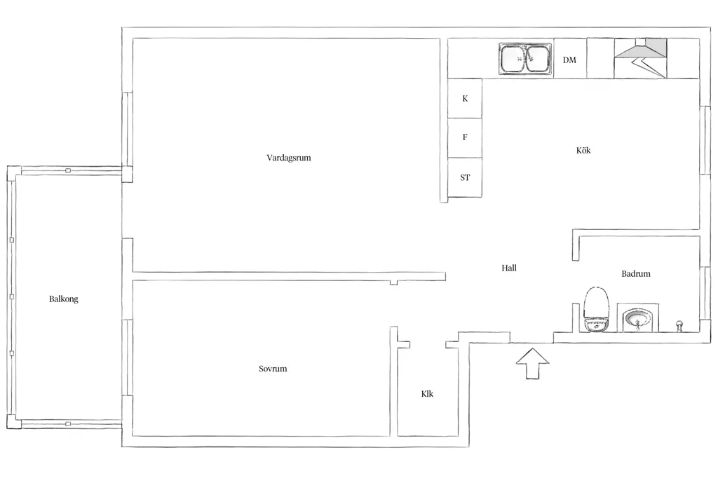 Plan - Restored Apartment with Balcony in Gamlestaden