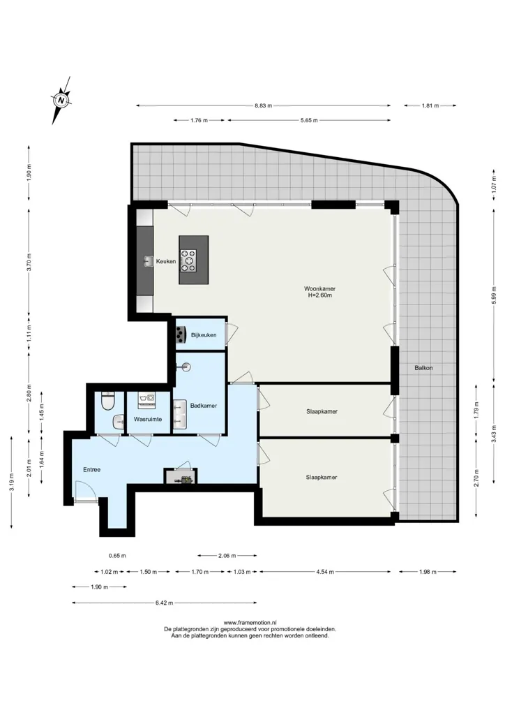Floor Plan - Apartment with Skyline View on 27th Floor in Rotterdam