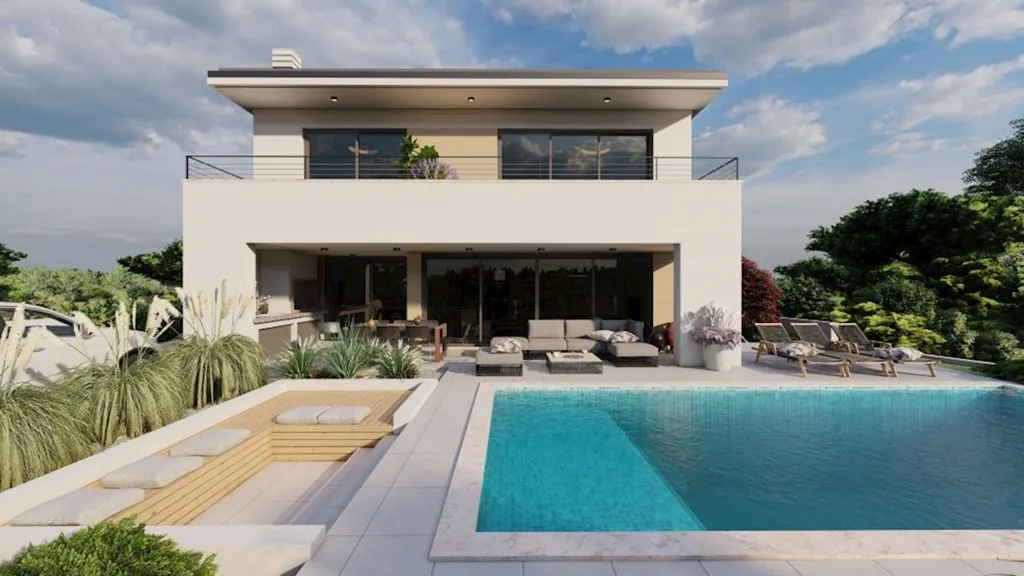 Bassein - Detached House Plot with Pool in Malinska