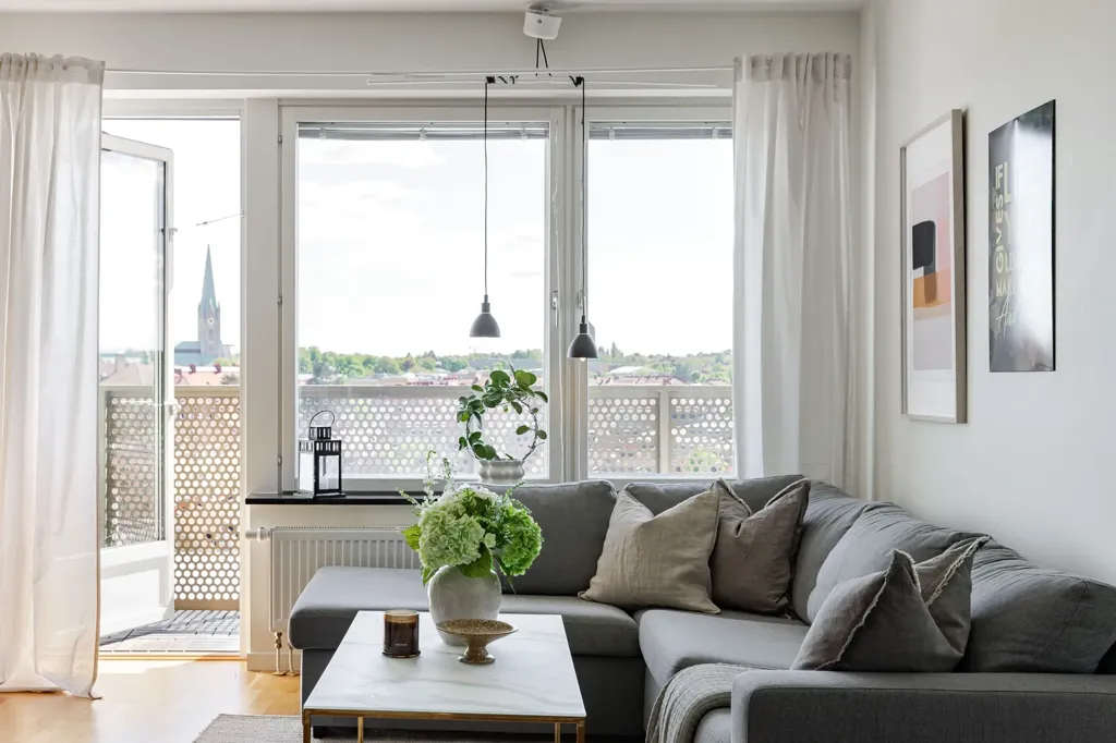 Séjour - Apartment with City View in Central Linköping