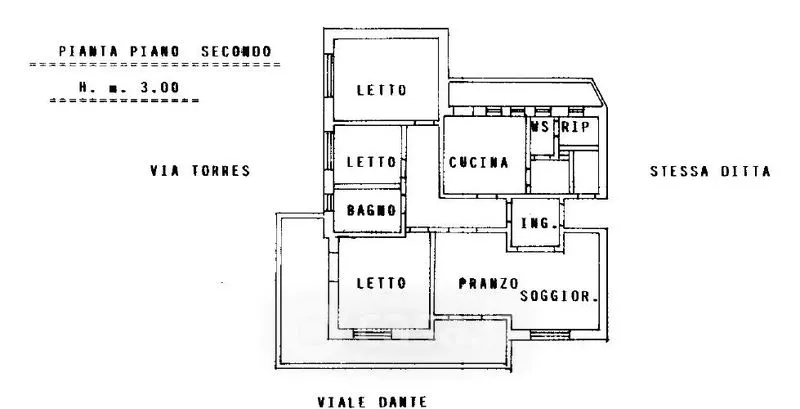 Plan - Central Apartment with Balconies in Sassari