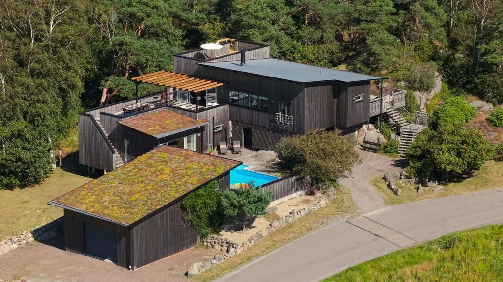 Aerial - Luxury Villa with Pool and Sea View in Vallda