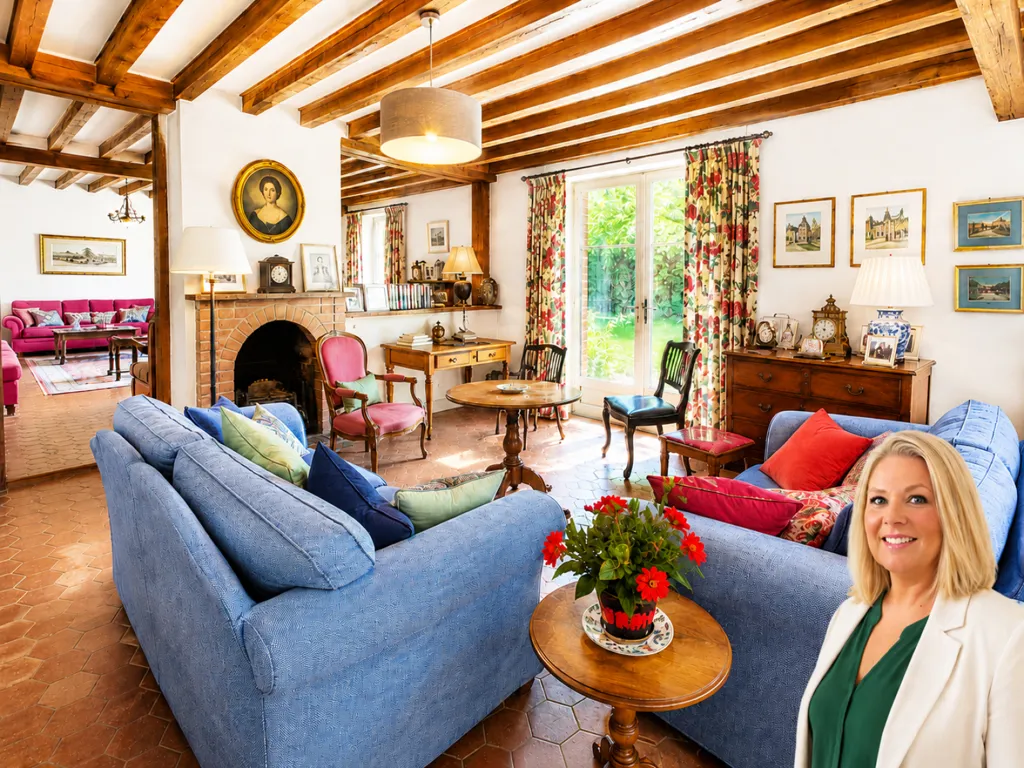 Living Room - Charming Longère with Garden in Cherisy