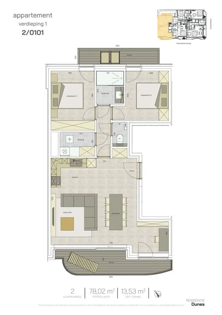 Plan - Appartement avec Terrasse à Middelkerke