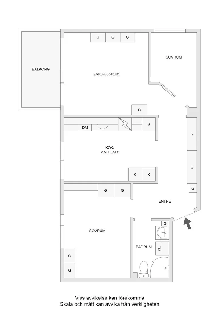 Floor Plan - 2.5A Apartment with Balcony in Solbacken