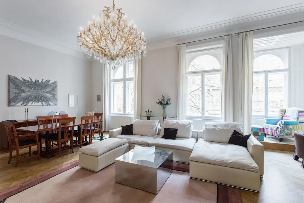 Living Room - Fully Furnished Flat with Balcony in Prague