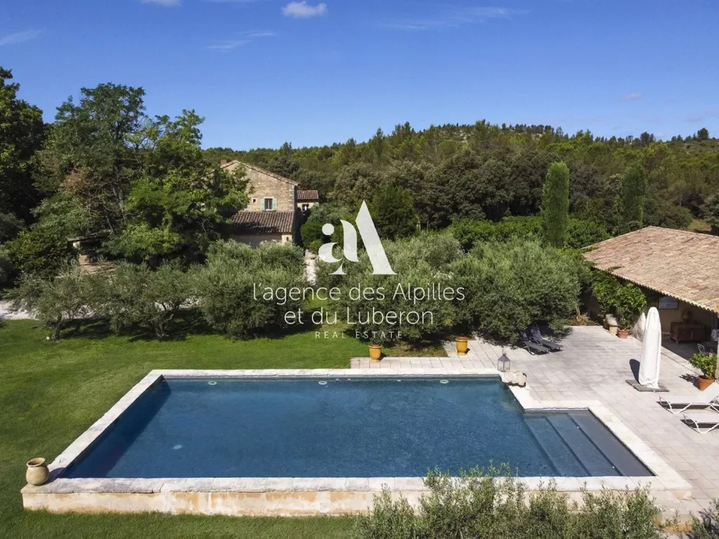 Aerial - Authentic Stone Mas with Pool near Avignon TGV