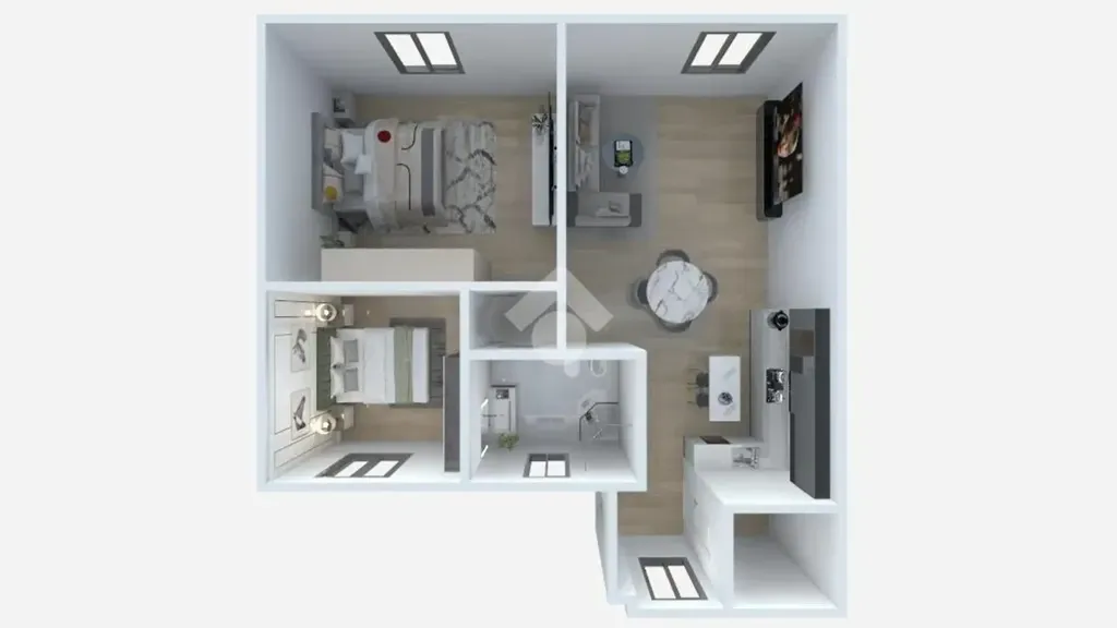 Plan - Ground Floor Trilocale with Private Garage in Dello