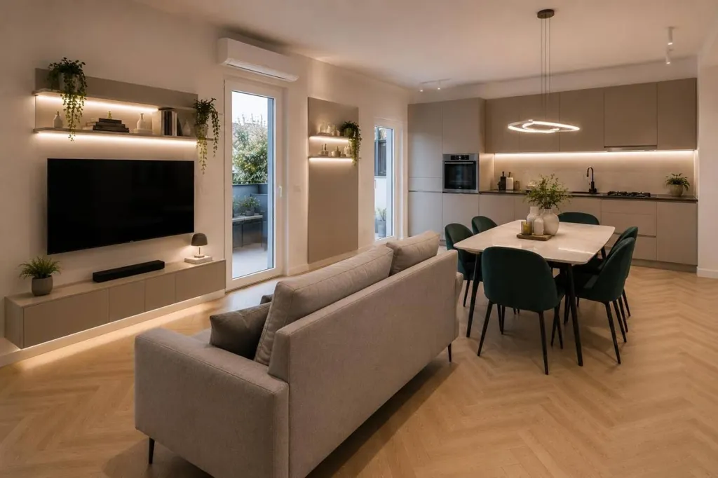 Soggiorno - Rearranged Apartment with Balcony in Turin