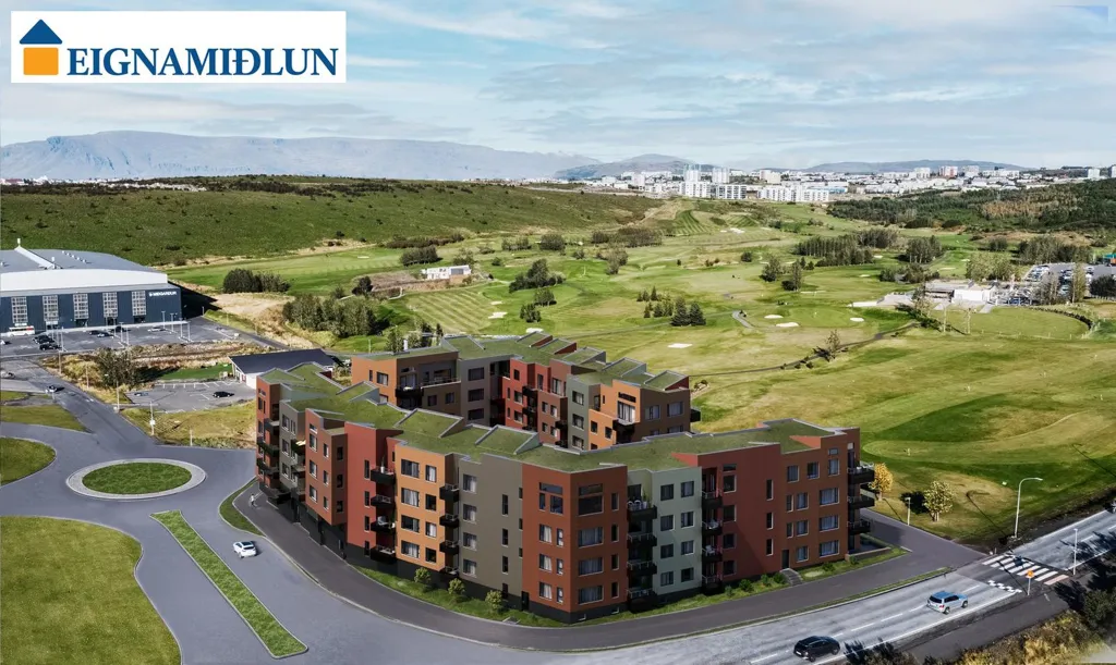 Aerial - Elevator Apartment with Balcony in Vetrarmýri