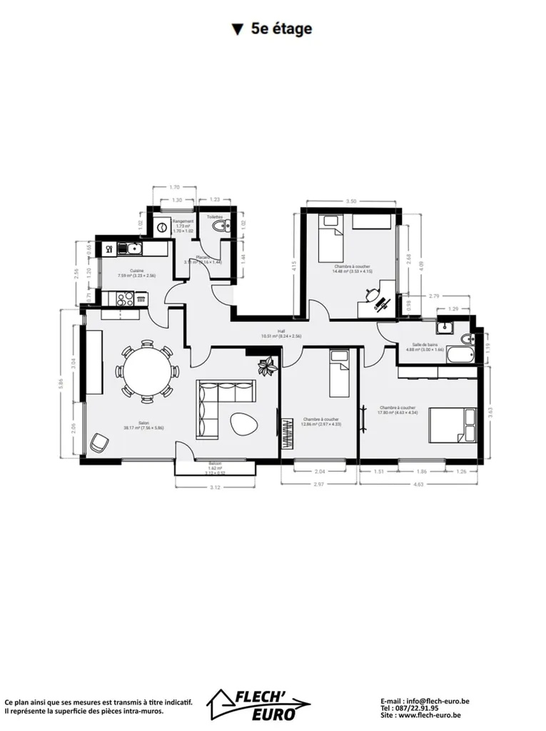 3 magamistoaga korter asukohas Verviers
