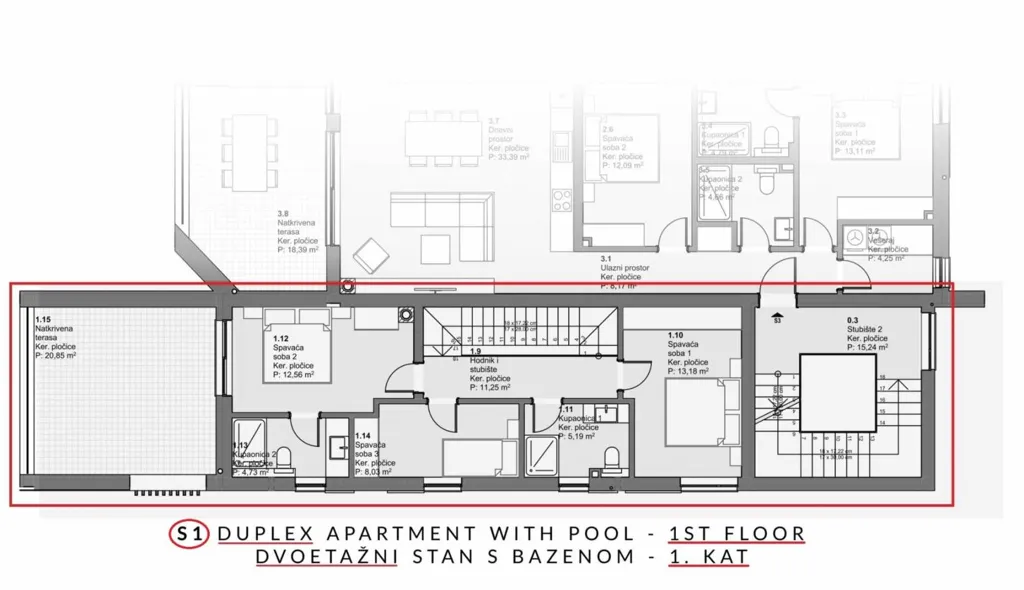 Plano - Duplex Apartment with Garden in Vodice
