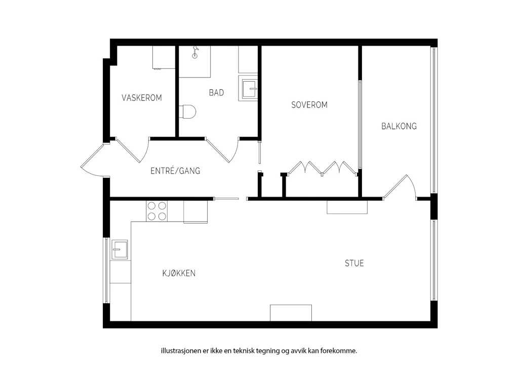 Plan - Modern 2-Bedroom Flat with Balcony in Sola