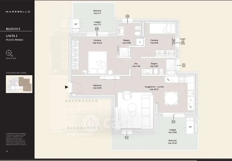 Planimetria - Trilocale with Double Terraces in Rimini