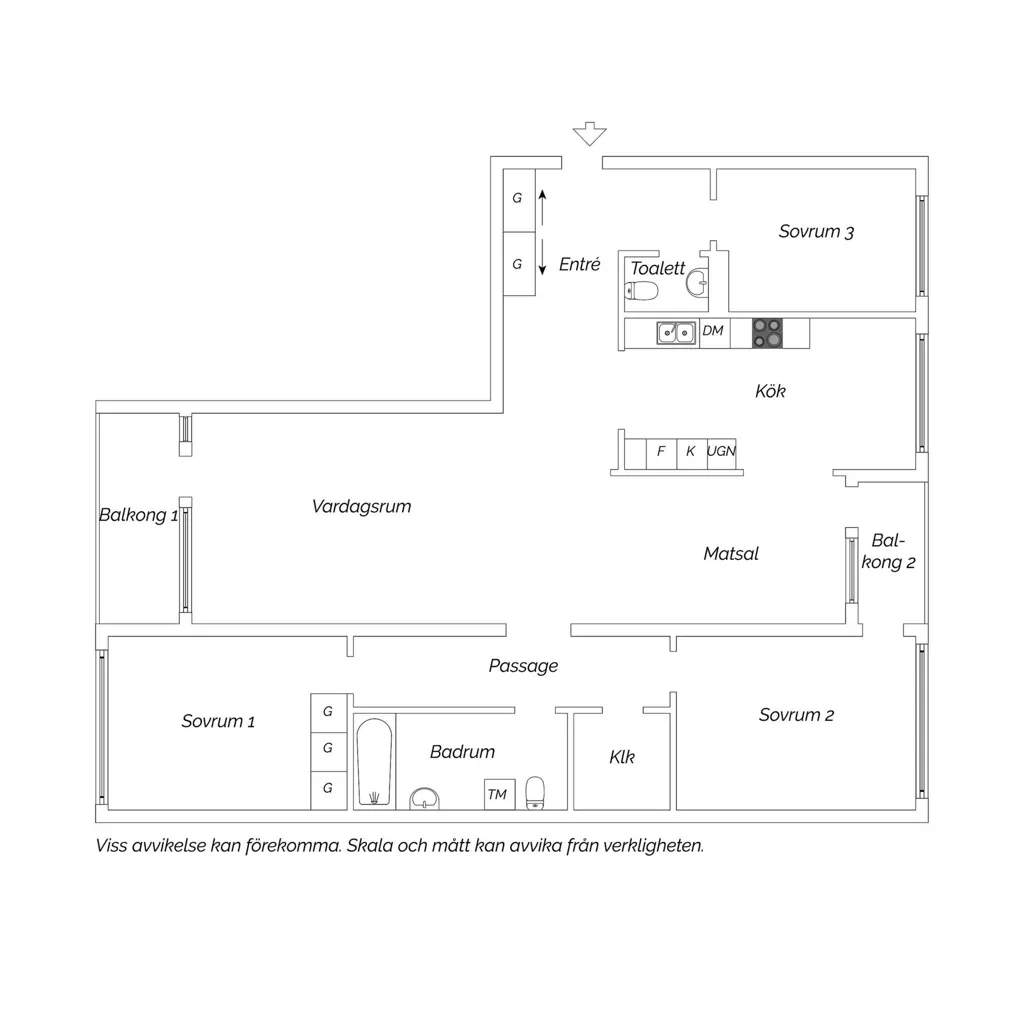 Floor Plan - Well-Planned Penthouse with Two Balconies in Södertälje