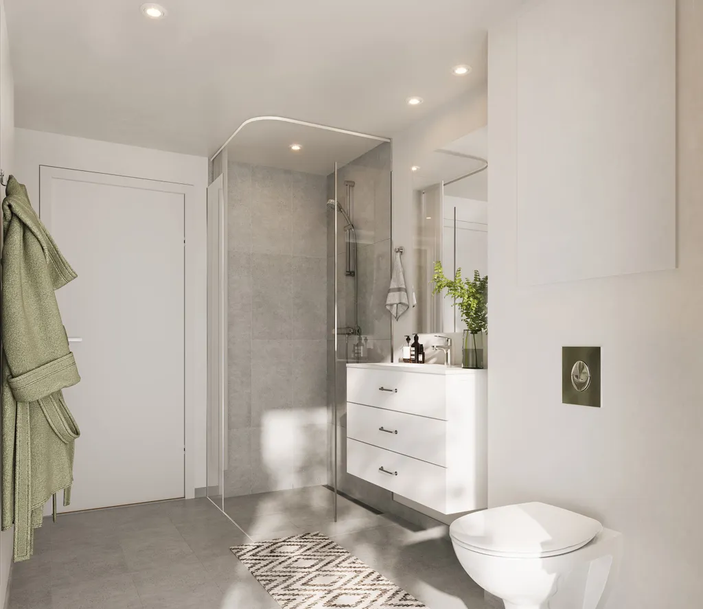 Salles de bain - Row House with Large Windows in Travbyen