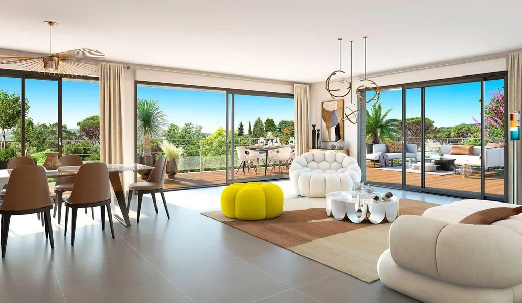 Séjour - Appartement Luxe avec Terrasse Panoramique à Lattes