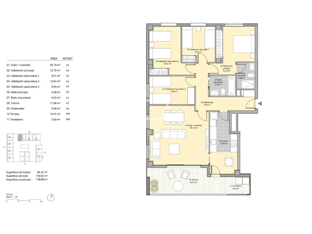 Plan - Modern Apartment with Terrace in Sant Just Desvern