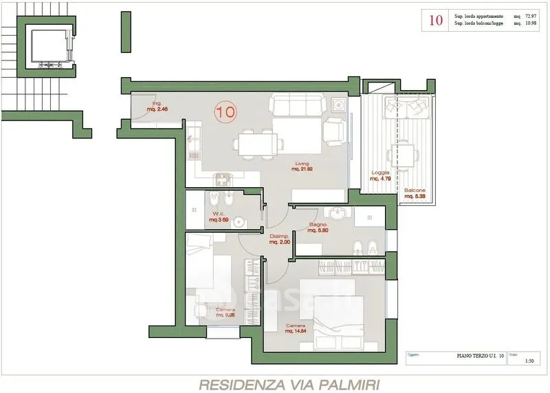 Plaan - Attico with Balcony in Rimini