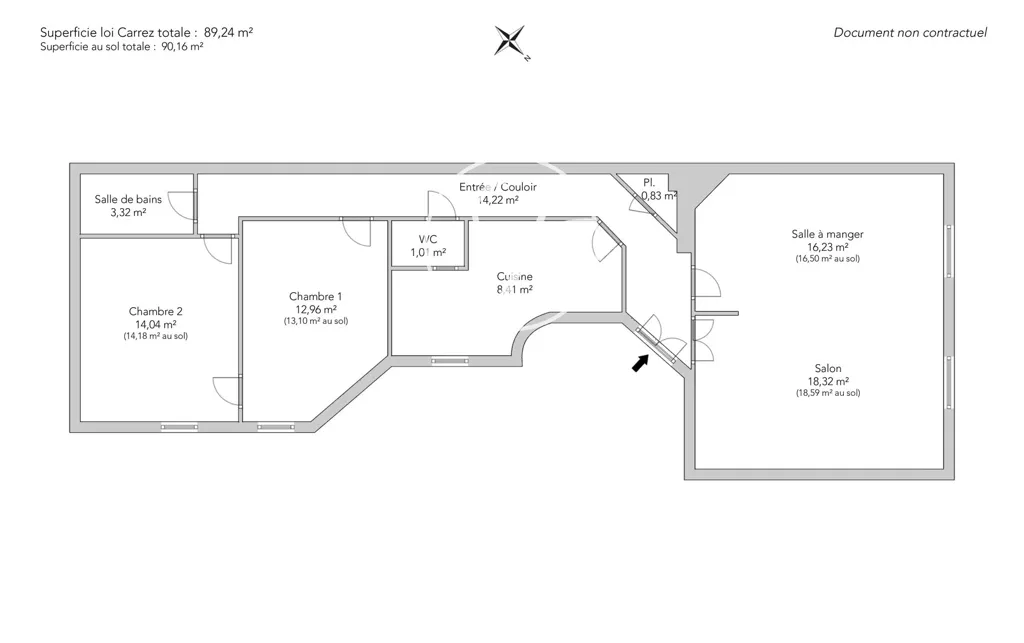 Plan - Appartement Charmant 3/4 Pièces avec Parquet à Paris 17ème