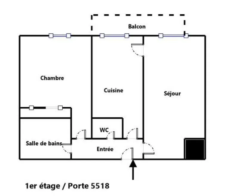 Floor Plan - T2 with Balcony in Blagnac