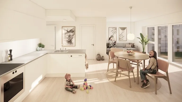 Cuisine - Modern 2-Bedroom Flat with Balcony in Årslev