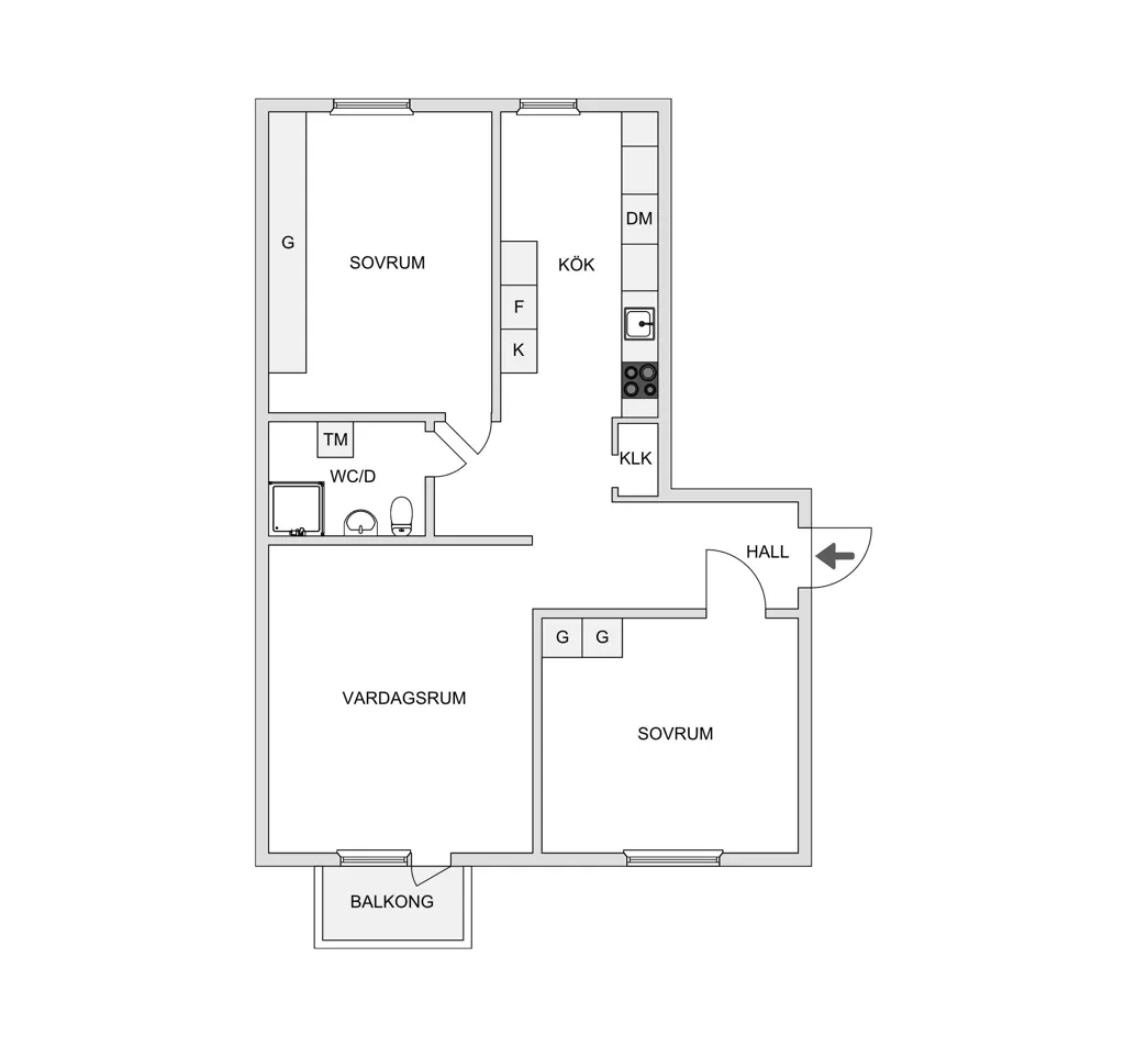 Planimetria - Bright Three-Room Apartment with Balcony in Frösön