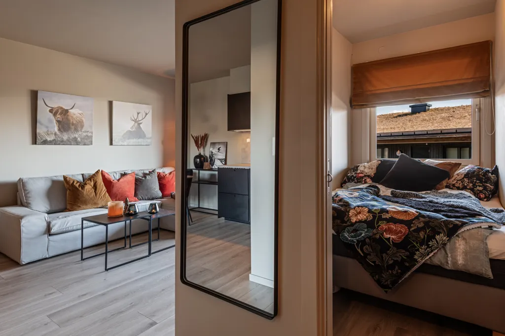 Bedrooms - Modernised Apartment with Terrace in Geilo