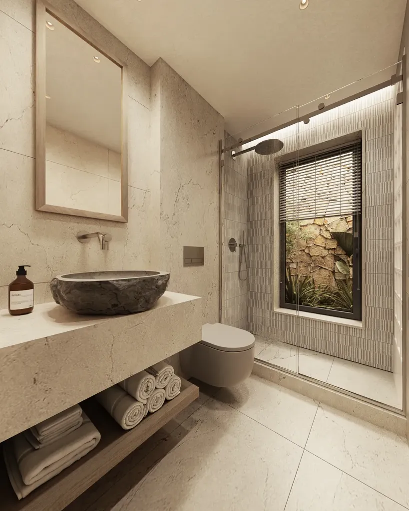 Bathrooms - Luxury Villa with Private Pool in Hanioti