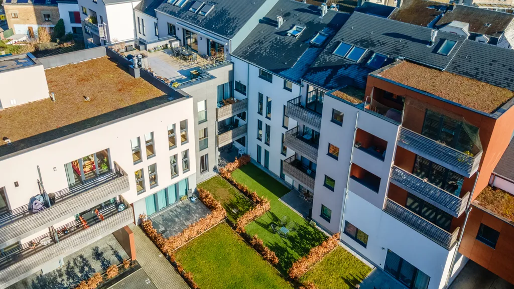Vue aérienne - Appartement avec Jardin et Terrasse à Arlon