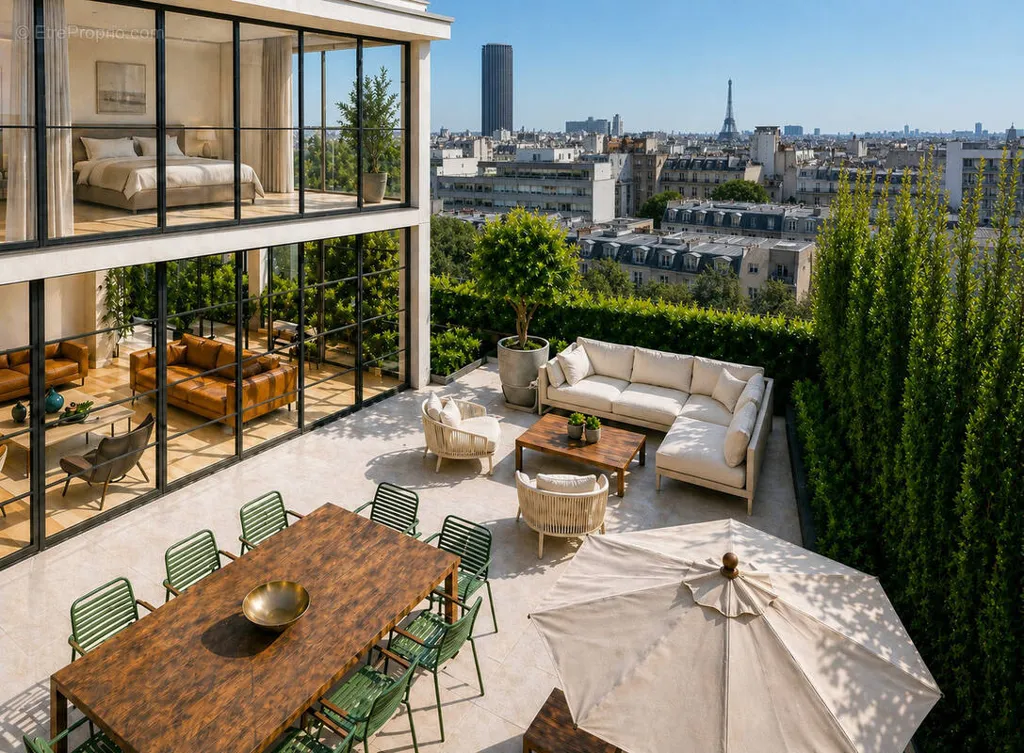Terrasse - Duplex avec Terrasse et Vue Tour Eiffel à Raspail