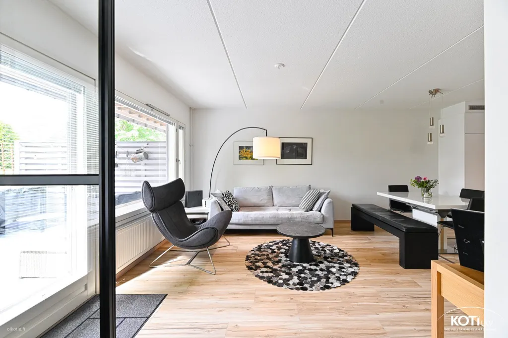Living Room - Renovated Apartment with Balcony in Soukka