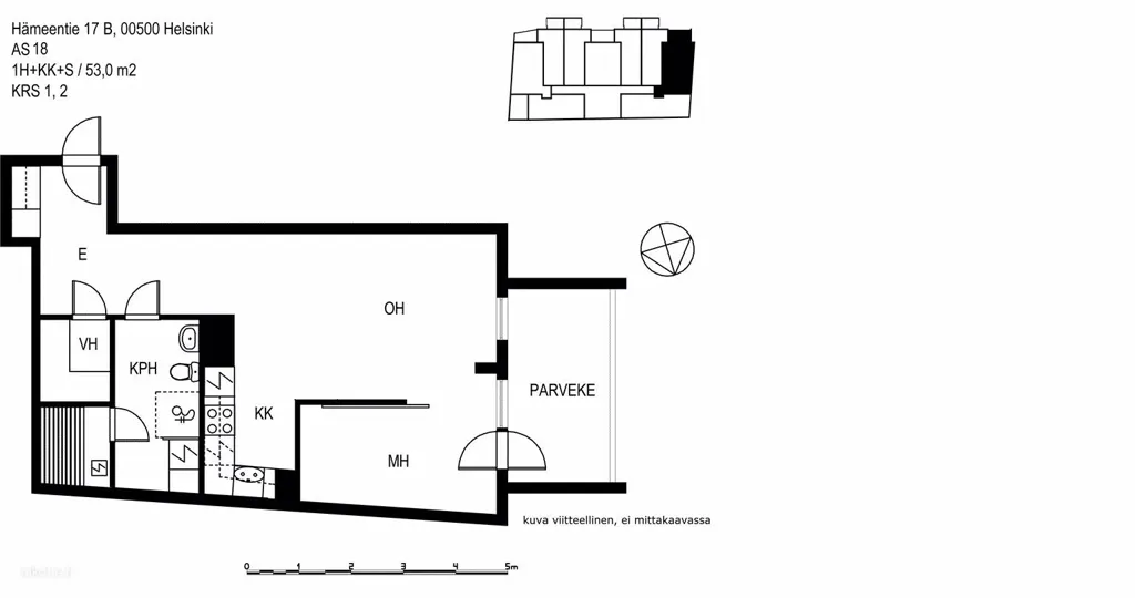 Floor Plan - Renovated Flat with Private Sauna in Sörnäinen