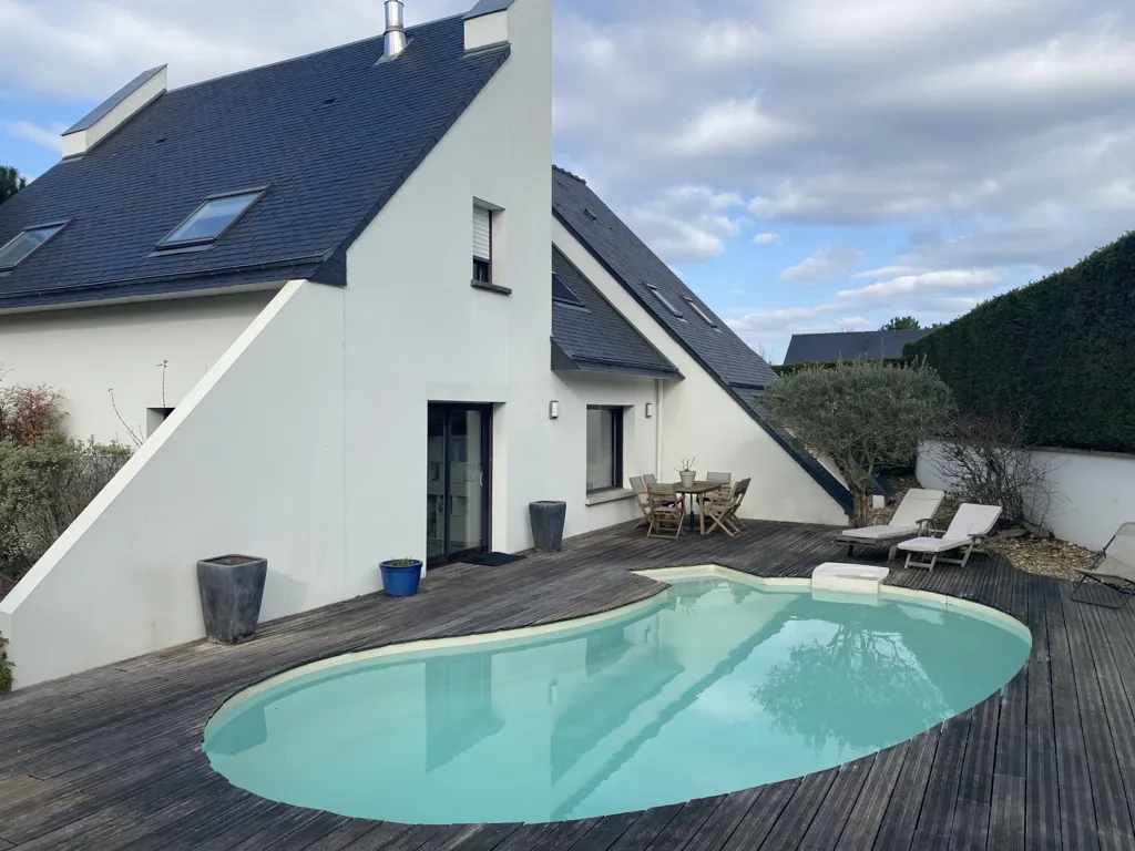 Pool - Architectural House with Pool in Bruz
