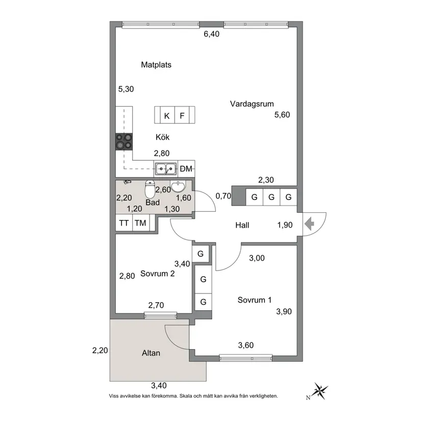 Plan - Spacious Three-Bedroom Flat with Garden in Björkris