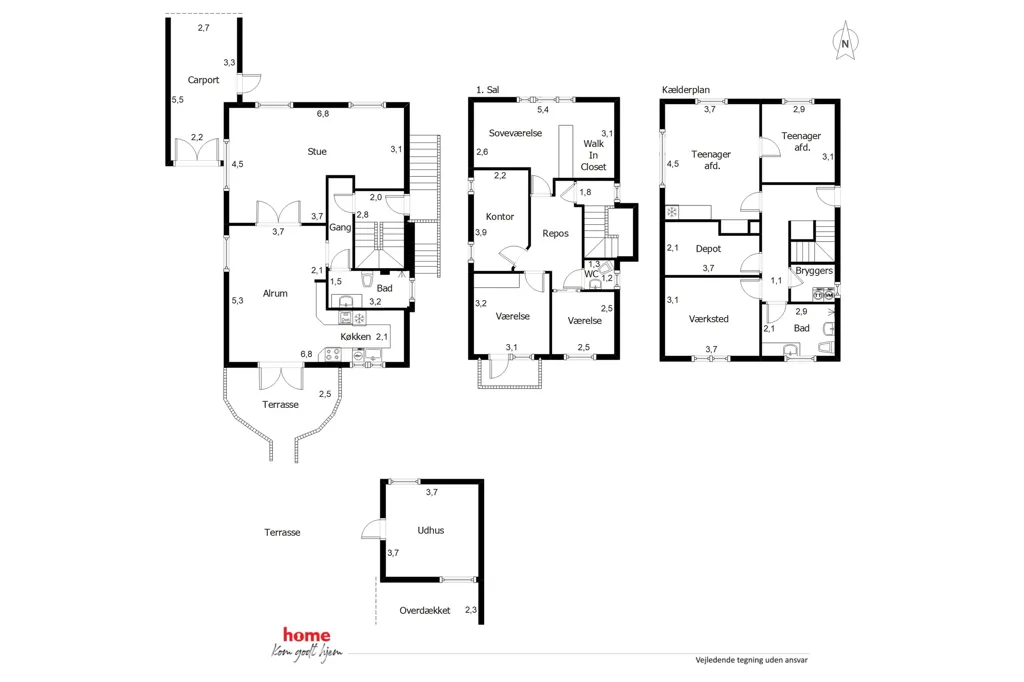 Floor Plan - 6-room house in Esbjerg