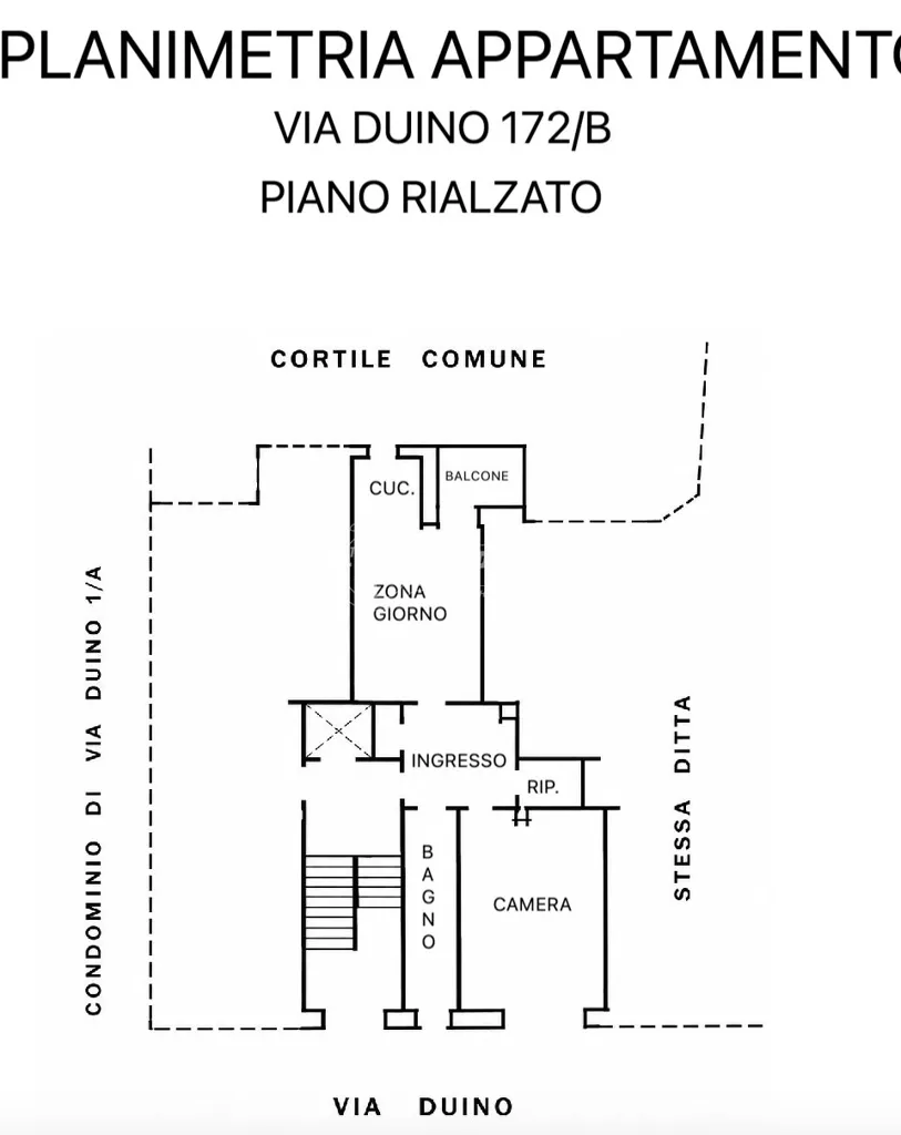 Plan - Rear-Facing Flat with Balcony in Turin