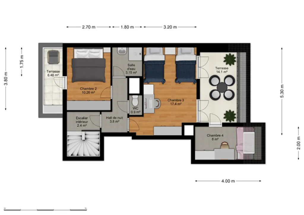 Plaan - Duplex with Terraces in Anderlecht