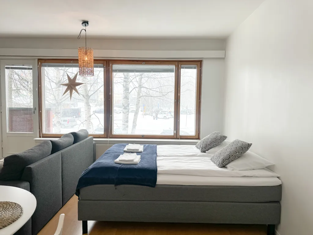 Bedrooms - Studio Flat with Modern Furnishings in Rovaniemi