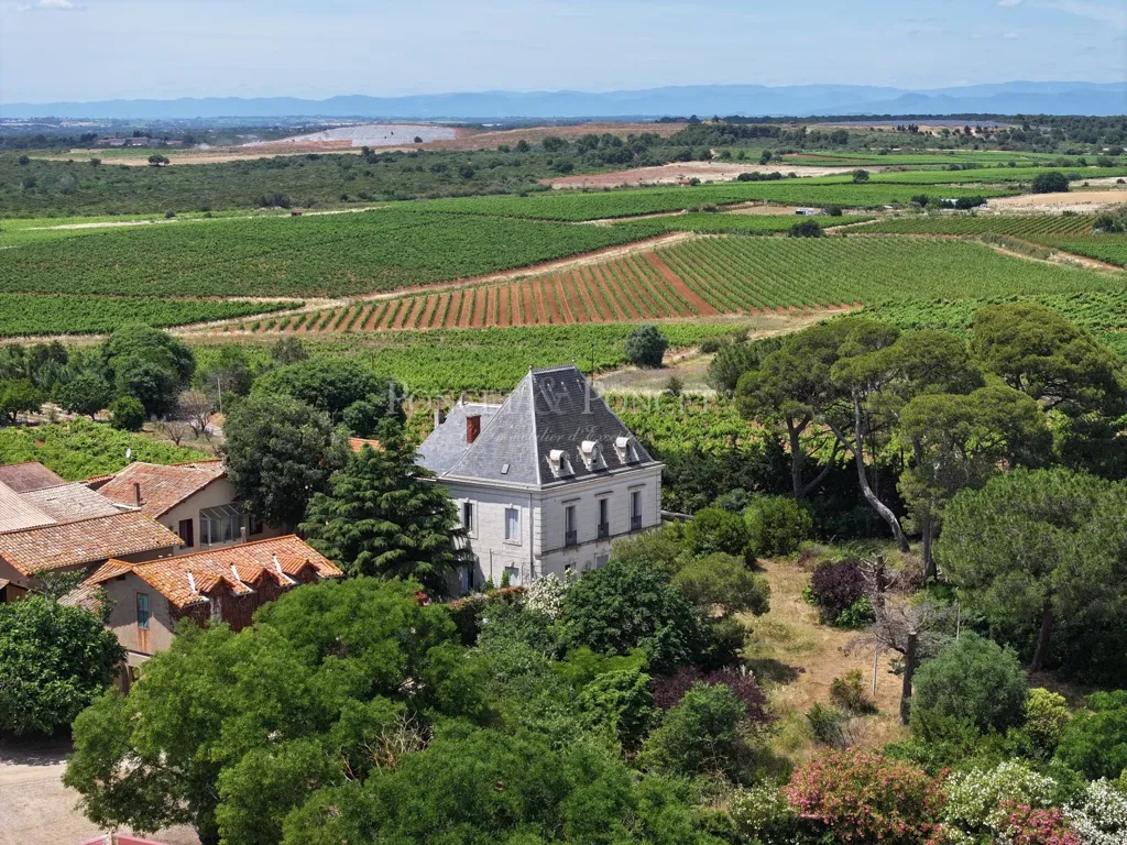 Õhuvaade - Vineyard Estate with Pool near Agde