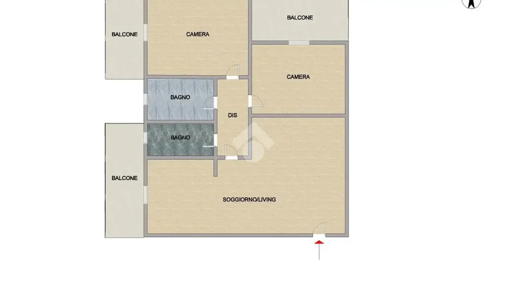 Plan - 3-Bed Apartment with Balcony in Orta Di Atella